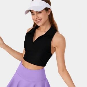 Halara Cloudful Collared Racerback Cool Touch Cropped Tennis Tank sz Small